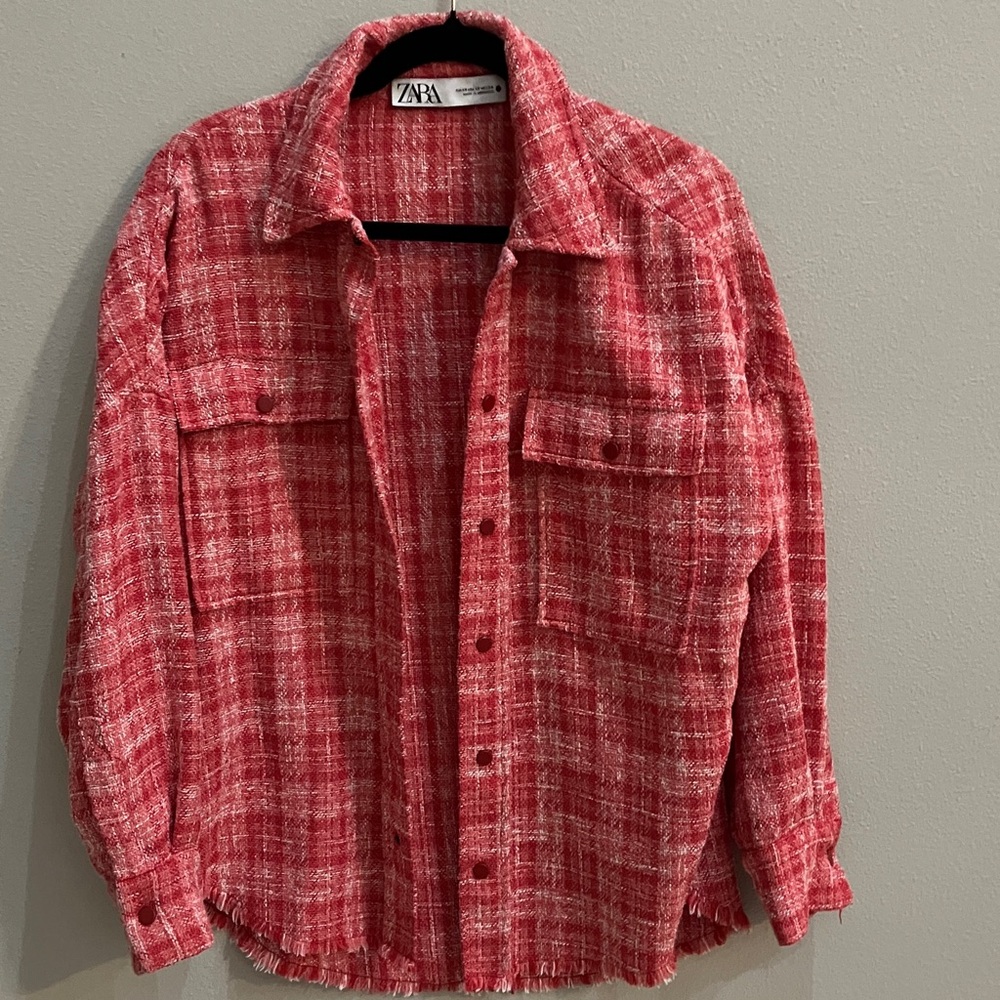 ZARA Oversized Tweed Shirt Jacket – Size XS